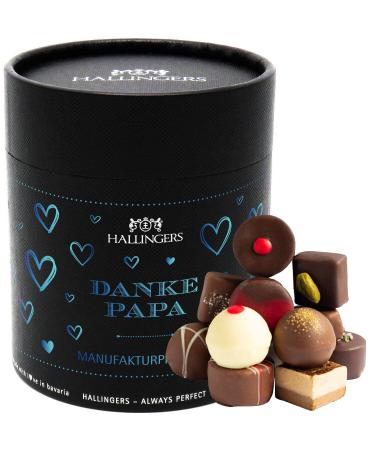 Hallingers thanks Papa XXL - Father's Day gift chocolates gift handmade without alcohol from Edelkakao for Father's Day for Papa (can) - Mother's Day gift & gift ideas for Father's Day |Thank you anniversary New finest mix of noble chocolates without alco