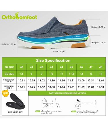 OrthoComfoot Men's Slip On Loafers with Arch Support - Canvas Boat Shoes for Extra Cushioning and Pain Relief - Vintage Flat Walking Shoes 11 W - Denim - Buy Online on SooperMarket.com