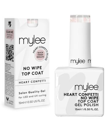 MYGEL by Mylee Nail Gel Polish Heart Confetti No-Wipe Top Coat 15ml UV/LED Soak-Off Nail Art Manicure Pedicure Professional Salon & Home Use Long Lasting Easy to Apply No Chips Durable & Safe