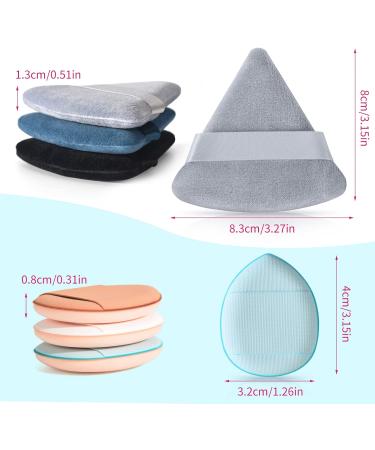 HEYMKGO 4 Triangle Powder Puff & 2 Mini Velvet Makeup Sponges - Reusable Wet Dry Foundation Applicator for Face & Eyes - Black - Buy Online on SooperMarket.com