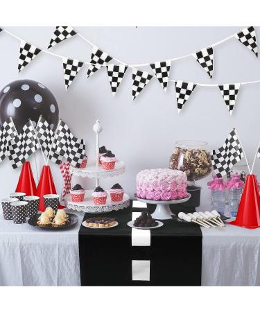Skylety Traffic Cones and Racing Checkered Flags Set - 12 Cones, 12 Flags, Banner, and Racetrack Mat - Buy Online on SooperMarket.com