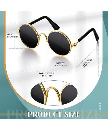 Gold Cat Dog Chain Collar & Sunglasses Set | Rhinestone Cuban Collar Chain | Retro Round Glasses for Pets | Cosplay Party Costume Props (12 Inch) - Buy Online on SooperMarket.com
