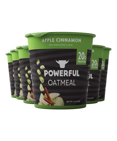 POWERFUL Instant Oatmeal Cup 20g Protein Kosher Low Sugar (Apple Cinnamon 6 Pack)