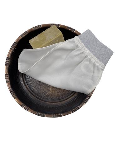 Premium Turkish Hammam Peeling Glove - 100% Silk Kessa Glove for Body Exfoliation | Spa & Shower Essential for Men & Women - Feel Fine (Silver) - Buy Online on SooperMarket.com