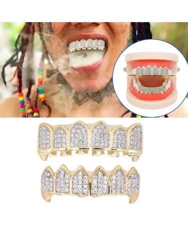 Brass Galvanized Messing Teeth Set - Hip-Hop Props & Halloween Accessories | Two-Color Decoration - Buy Online on SooperMarket.com