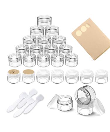 24 pieces of jacks pamiyo empty can clear crucible cream can empty transparent crucible tap with screw cap trip potty jar set for lotion cream mini candles cosmetics (20ml transparent)