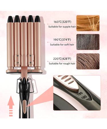 5 Barrel Curling Iron Wand Hair Waver - Ceramic Tourmaline, 0.6 Inch, Temperature Adjustable - Buy Online on SooperMarket.com