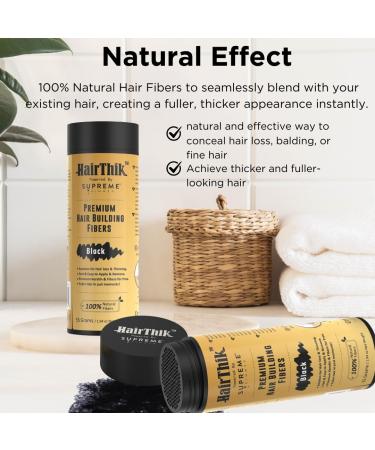 HairThik Hair Building Fibers - Thicker Fuller Hair Solution for Men & Women | 55g Black - Instantly Fill Fine & Thinning Hair - Buy Online on SooperMarket.com