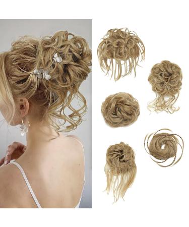 Fulang Hair 5/Pack Hairpiece With Elastic Band Large Bun Hairpiece Wavy Natural Synthetic Hair Scrunchie Women With Hair Updos Hair Extension Messy Bun Hairpieces (5 Pieces/Pack) (27/86)
