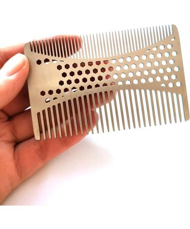 Comb Stainless Steel Beard Comb Stainless Steel Men Beard Comb Credit Card Size Easy to Carry Beard Straightener wooden comb - Buy Online on SooperMarket.com