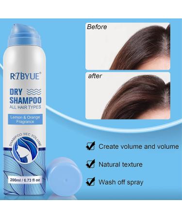 Waterless Dry Shampoo Powder Spray 6.73oz - Nourishing Lemon & Orange Scent - Instantly Absorbs Oil for All Hair Types - Travel Size Refreshing Dry Shampoo - Buy Online on SooperMarket.com