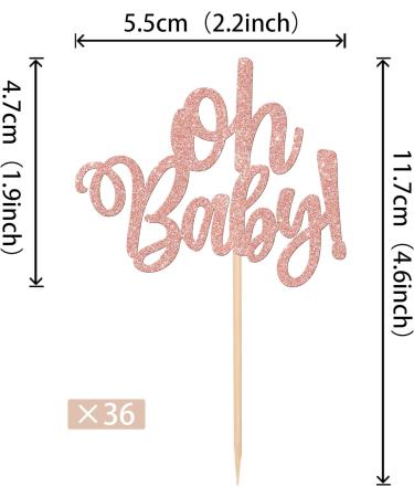 36 Pack Oh Baby Cupcake Toppers Glitter Baby Shower Cupcake Picks for Baby Shower Kids Gender Reveal Theme Party Cake Decorations Supplies Rosegold 1-rose Gold - Buy Online on SooperMarket.com