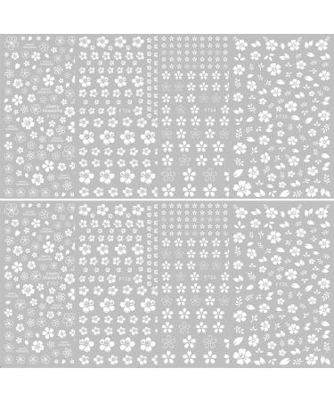 8 Sheets MiaoWu White Cherry Blossoms 3D Nail Art Stickers for Acrylic Nail Decoration - Buy Online on SooperMarket.com