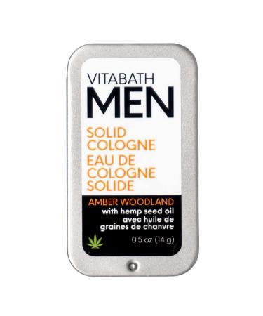 Vitabath Men's Solid Cologne Invigorating Crisp Cool Water & White Woods All Over Lasting Amber & Woodland Fragrance with Skin-Loving Natural Beeswax & Hemp - 0.5 oz Cool Water Amber White Woods 0.5 Ounce (Pack of 1)