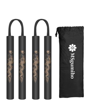 MSGumiho Nunchucks Cord Nunchakus Safe Foam Rubber Training Nunchucks with Cord 2PCS for Kids & Beginners Practice and Training Black
