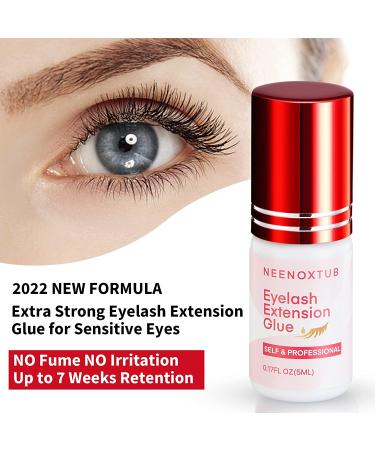 Sensitive Eyelash Extension Glue - 6-7 Weeks Retention | Professional Lash glue for Sensitive Eyes - Extra Strong Bond | 5ml Black - Buy Online on SooperMarket.com
