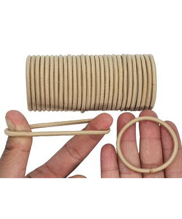 12 PCS Elastic Hair Bands 3mm Elastic Hair Ties Ponytail Holders Bulk Hair Ties No Metal Gentle Elastics for Women Men Girls Kids (Blonde Beige)
