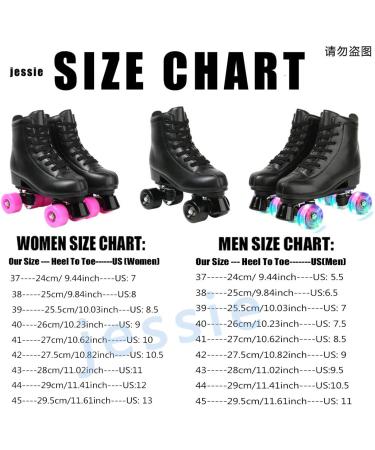 Jessie PU Leather Roller Skates | Adjustable Four-Wheel Premium Skates for Women, Men, Boys, Girls | Flash Wheel | Women's 8 / Men's 6.5 - Buy Online on SooperMarket.com