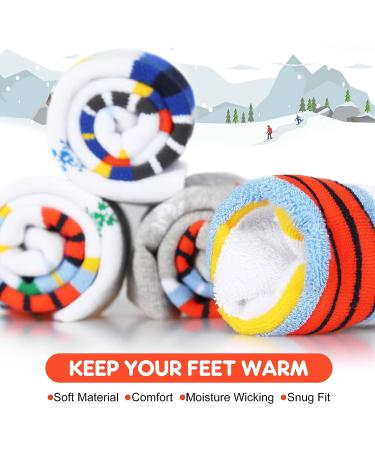 DKM Kids Ski Socks - Winter Warm 3 Pack for Boys and Girls, Skiing, Snowboarding, Skating - Christmas & New Years Gift (Gray/Green/Blue) - Buy Online on SooperMarket.com