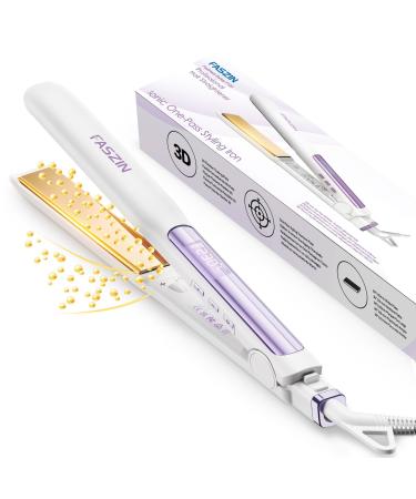 Locks 2 in 1 smooth iron 20s quick heating titanium plates ion flat iron for a smooth style 3D floating panel prevents hair pulling with LCD display 130 C-230 C white-1