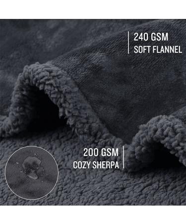 Waterproof Pet Blanket | Liquid Pee Proof Dog Blanket for Sofa Bed Couch | Reversible Sherpa Fleece Furniture Protector Cover | Dark Gray Large 65 x 57 | Suitable for Small, Medium, Large Dogs & Cats - Buy Online on SooperMarket.com