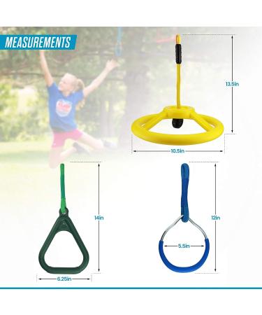Three-Piece Ninja Line Accessories Set: Durable Ring, Triangle, and Wheel - Ninja Warrior Training Equipment for Obstacle Course - Buy Online on SooperMarket.com