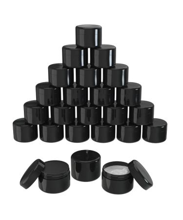 Houseables Black Cosmetic Jars Small Containers with Lids Plastic Jar 2 Fl Oz 160 ML 24 Pack TSA Approved Container Jar for Lotion Salve Body Butter Creams Makeup Toiletries w/Inner Liner