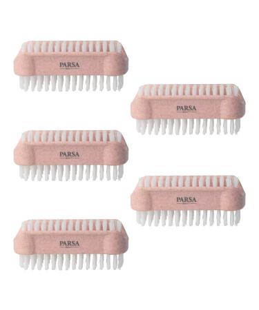 Pack of 5 PARSA Beauty Nature Love nail brush hand washing brush double-sided nail brush in pink 5 pieces pink