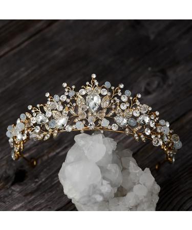 SWEETV Jeweled Metal Princess Tiara Queen Crown for Bride - Bridal Headpieces for Wedding, Quinceanera, Prom - Gold/Clear - Buy Online on SooperMarket.com