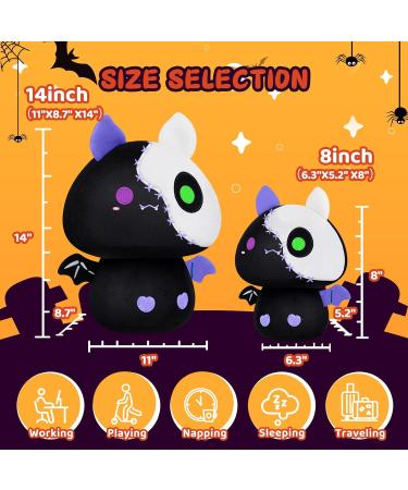 Mewaii 8'' Soft Skeleton Bat Mushroom Pillow Stuffed Animal Plush - Cuddly Black Toy for Kids | 8 Inch Plushie Squishy - Buy Online on SooperMarket.com