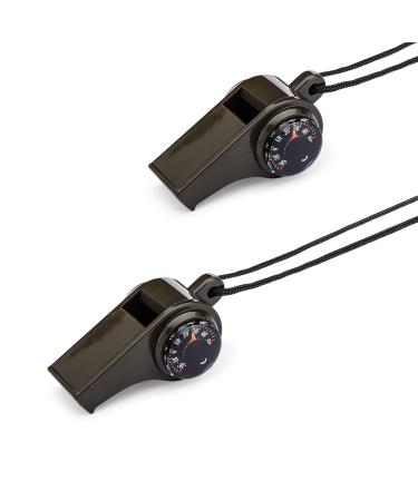 Loaded Edge Safety 3-in-1 Emergency Whistles  Survival Whistle Running Whistles Dark Green