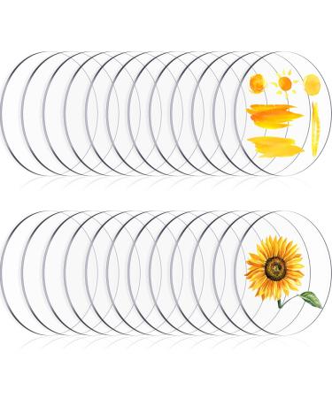 24 Pieces Acrylic Circle Discs Transparent Discs for Painting, Thick Clear Round Acrylic Sheet Acrylic Ornaments Acrylic Circle Disc Ornament Blanks for DIY, Art Crafts, Engraving (1.5 Inch)