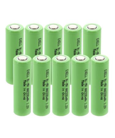 Exell Battery AA 1.2-volt Rechargeable NiMH Flat Top Battery 2200mAh Green Pack of 10