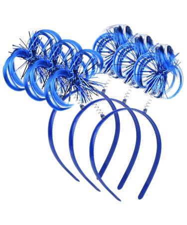 Lezevn 3 Pieces Blue Ponytail Feathers Headband Bopper Pom Party Headband Costume Props for Women Girls Party Accessory