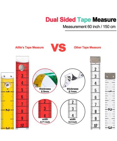 Soft Multicolor Tape Measure Set for Body Sewing and Craft - 60-inch/150-cm Dual Sided Measuring Tape with Snap Button Closure - Buy Online on SooperMarket.com