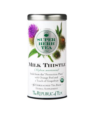 The Republic of Tea Organic Milk Thistle SUPERHERB Herbal Tea, Tin of 36 Tea Bags Milk Thistle SuperHerb 36 Count (Pack of 1)