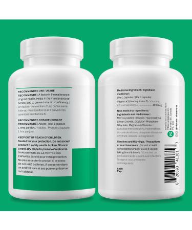 Vitamin K2 120mcg | Supplement with Premium MK-7 | Non-GMO Formula with Maximum Absorption | Made in Canada (240 Capsules (Pack of 1) 240 count (Pack of 1) - Buy Online on SooperMarket.com