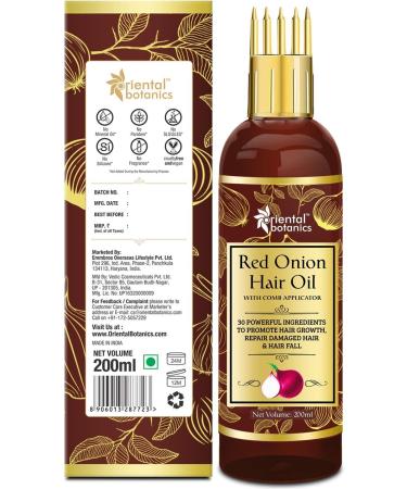 Oriental Botanics Red Onion Hair Oil with Comb Applicator 200ml - With 30 Oils & Extracts for Stronger Growth Control Hair Fall - Buy Online on SooperMarket.com