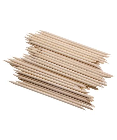 Mini Skater 50 Pcs Orange Wood Nail Sticks Double Sided Multi Functional Cuticle Pusher Remover Manicure Pedicure Tool (50)