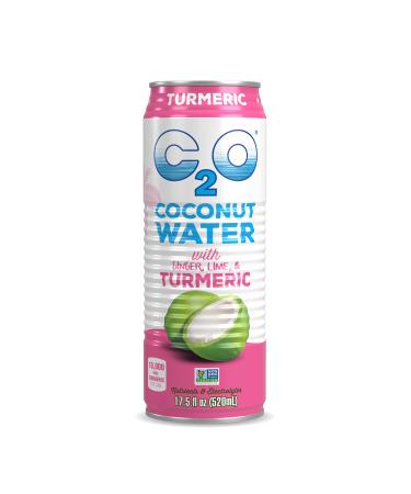 C2O The Original Coconut Water w/ Nutrients & Electrolytes, Rejuvenating Plant-Based Hydration, Ginger, Lime and Turmeric, 17.5oz cans (12-Pack) Ginger, Lime and Turmeric 17.5 Fl Oz (Pack of 12)
