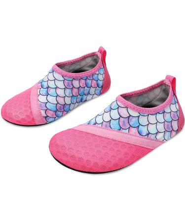 JIASUQI Kids Water Shoes for Beach Pool | Quick Dry Aqua Socks 10.5/11 UK Child - Pink Scale - Buy Online on SooperMarket.com