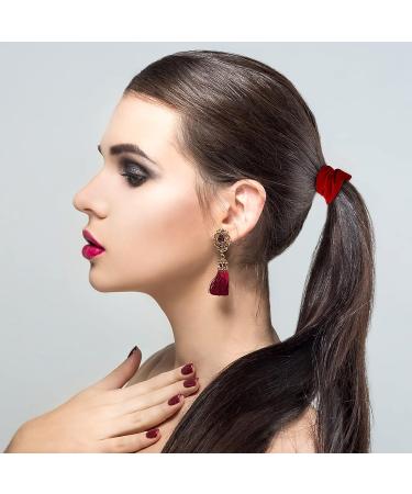 WLLHYF 2 Pcs Velvet Hair Bands Red Scrunchies - Large Size Elastic Ponytail Holders & Wristband Hair Accessories for Girls and Women - Valentine's Day Gift - Buy Online on SooperMarket.com