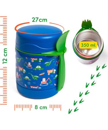Buy Marfrand Thermal Container & Mug for Baby Porridge - 350ml Stainless Steel Dinosaur Design - Ideal for Kids' Meals | International Shipping Available - Buy Online on SooperMarket.com