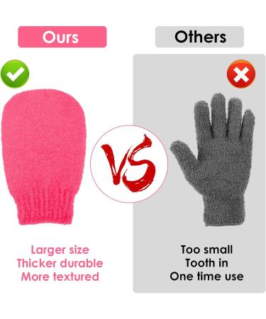 Sibba 2 Pairs Exfoliating Gloves for Body Scrubbing and Tan Removal - Red Exfoliating Mitt for Shower Bath - Effective for Dead Skin and Keratosis Pilaris - Buy Online on SooperMarket.com