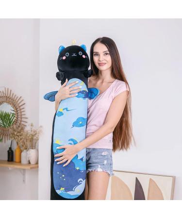 Mewaii 36in Long Cat Plush Pillow - Soft Stuffed Animal Toy for Kids (Black) - Blue Star Cat Design - Buy Online on SooperMarket.com