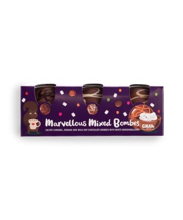 GNAW Marvellours Mixed Luxury Hot Chocolate Bomb Gift Set - 3 Delicious Flavours: Salted Caramel Milk Chocolate and Orange - Chocolate Bombs Filled With Mini Marshmallows