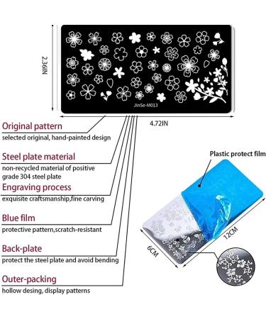 OUBFUUY Sakura Theme Nail Stamp Plates Nails Art Stamping Plates Festival flower Nail plate Template Image Plates - Buy Online on SooperMarket.com
