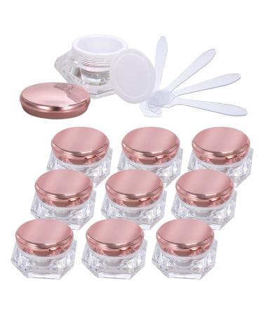 Zeoabsy 12 pieces Transparent Acrylic Diamond form 10 ml plastic empty can with pink screw cap 10 ml cream cans Tie parlaging for lotion nailart lip balm cream pink 10ml