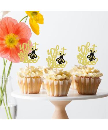 Cyodoos 24Pcs Bee Cupcake Toppers What Will It Bee Cake Decorations for Bee Theme Baby Shower Kids Boys Girls Birthday Party Decoration Supplies Bee5 - Buy Online on SooperMarket.com