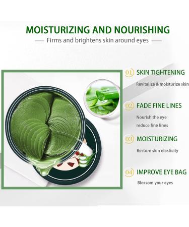 60Pcs Natural Aloe Vera Under Eye Patches - Hydrating Anti-Aging Eye Masks for Puffy Eyes & Dark Circles - Anti-Wrinkle Gel Pads for All Skin Types - Buy Online on SooperMarket.com